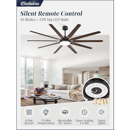 84 Inch Industrial Ceiling Fans with Lights, Large Ceiling Fan with Quiet DC Mot