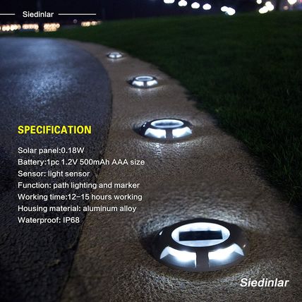 Siedinlar Solar Deck Lights Driveway Dock LED Light Solar Powered Outdoor Waterp