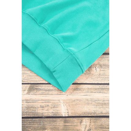 Aruba Blue Plain Drop Shoulder Crewneck Pullover Sweatshirt
