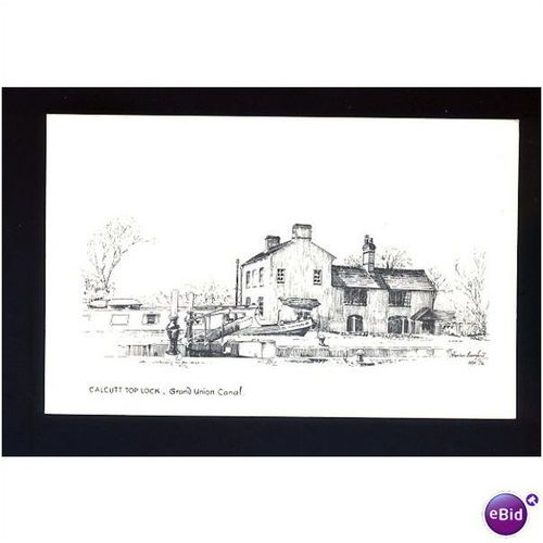 Warwickshire CALCUTT Top Lock Art Postcard by Henson Bamford
