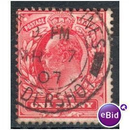 GB stamps 1902-10 KEV11 - 1d SG219 Aldershot 7