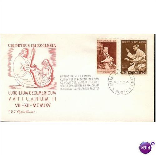 Vatican FDI cover 1965 - SG 404 + SG 460 -Ubipetrus Ibi Ecclesia Con Oecumenicum