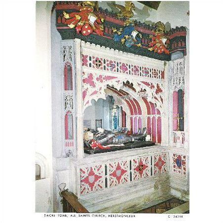 Herstmonceux, E. Sussex - Dacre Tomb, All Saints Church - Judges postcard c1970s