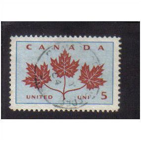 1964 canada unity maple leaves 5c f/u sg542