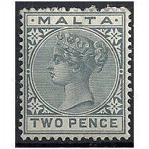 Malta 1885 SG23 2d Grey Wmk Crown CA Mounted Mint . .