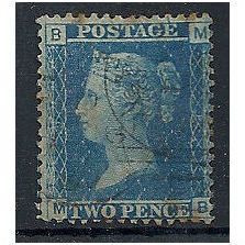 1870 SG45 2d Blue Plate 9 Fine Used Check Letters "MB".