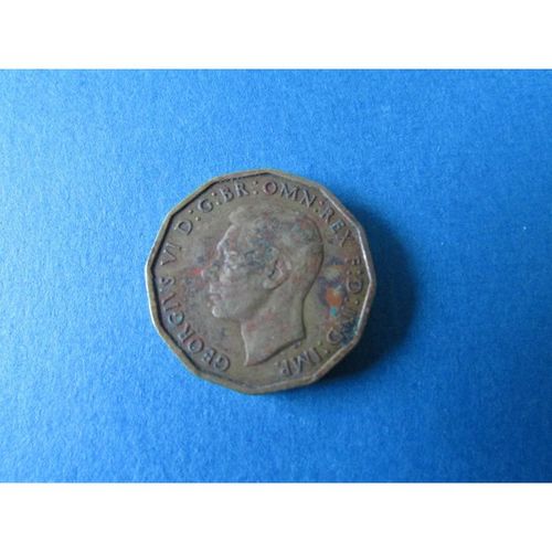 1938 GEORGE VI BRASS THREEPENCE COIN -1 FREE POST. B