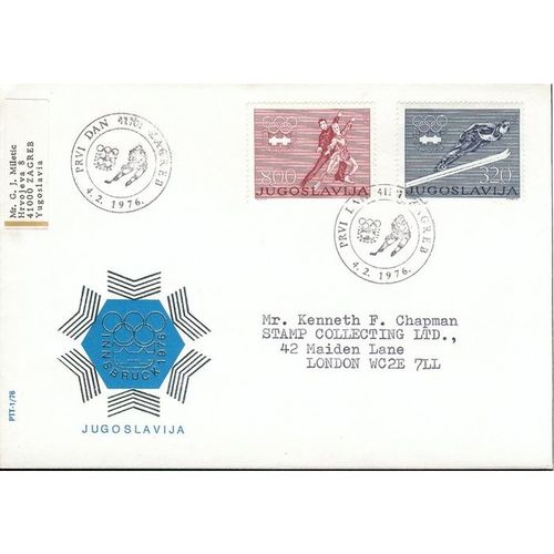 Yugoslavia FDC 1976 - SG1716-17 - Winter Olympic Games, Innsbruck