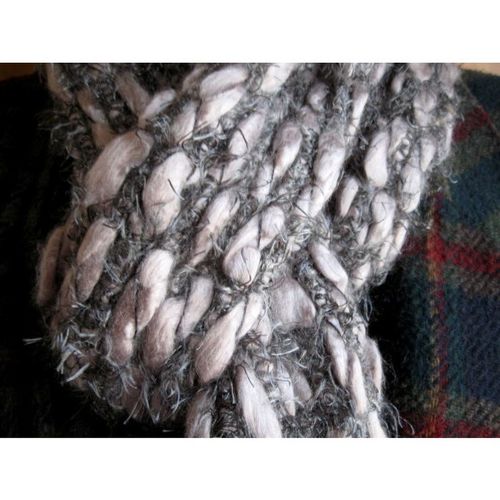 Long Gray Fringed Scarf, 7" x 94"