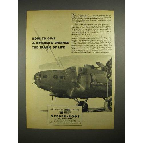 1944 WWII Veeder-Root Ad - Bomber's Engines