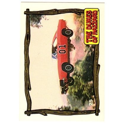 1981 Donruss Dukes of Hazzard General Lee flying through the air # 25