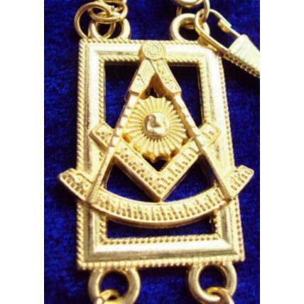 MASONIC REGALIA PAST MASTER NEW GOLD METAL CHAIN COLLAR BLACK VELVET CP MADE