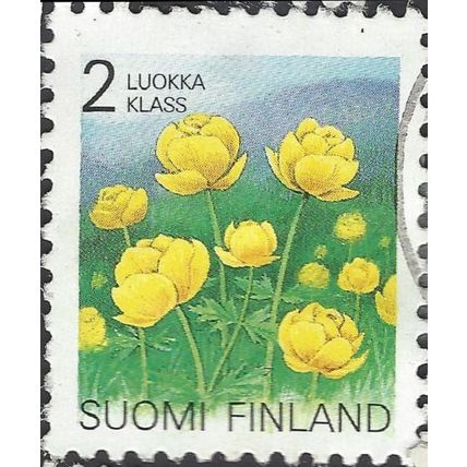 FINLAND, FLOWER, Globeflower, Trollius europaeus, green 1992, 2nd class