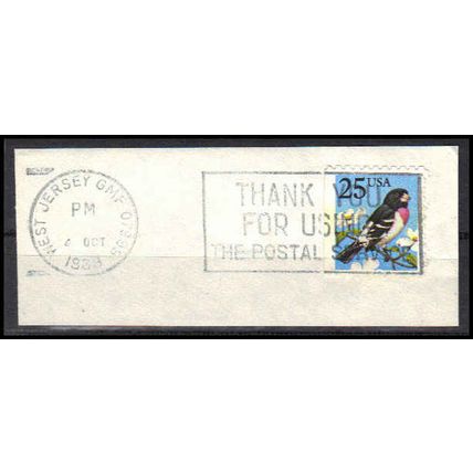 Used 2284 25c Grosbeak South Jersey, NJ. BPS E0841