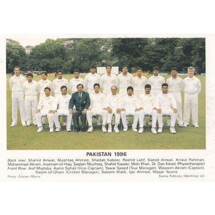 Pakistan 1996 Aamir Sohail Asif Majtaba International Team Cricket Postcard
