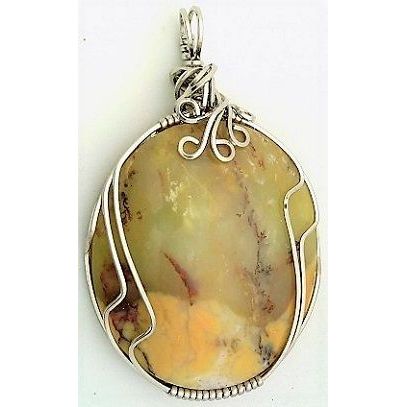Opalite Stainless Wire Wrap Gemstone Pendant 1