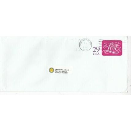 United States 1991 29c Love FDC Honolulu cancel typed VGC