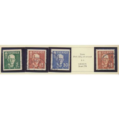 Sweden Stamps Scott #275//279, Used, 4 Different