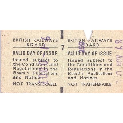 EAST CROYDON - COULSDON KENLEY SMITHAM 1968 British Railways Board Ticket 4527