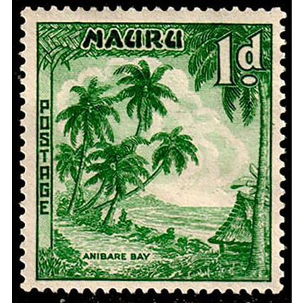 Nauru 1954 Beach Anibare Bay 1d MNG Stamp