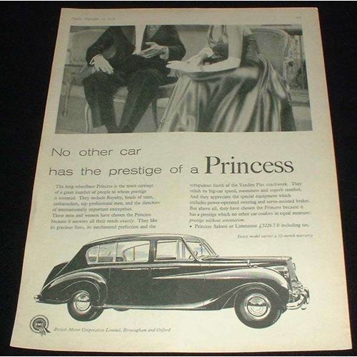 1958 Princess Car Ad, No Other Car Has The Prestige!!