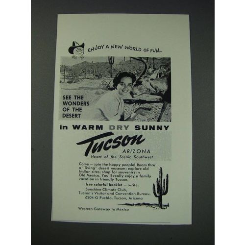1963 Tucson Arizona Ad - Enjoy a new world of fun see the wonders of the desert