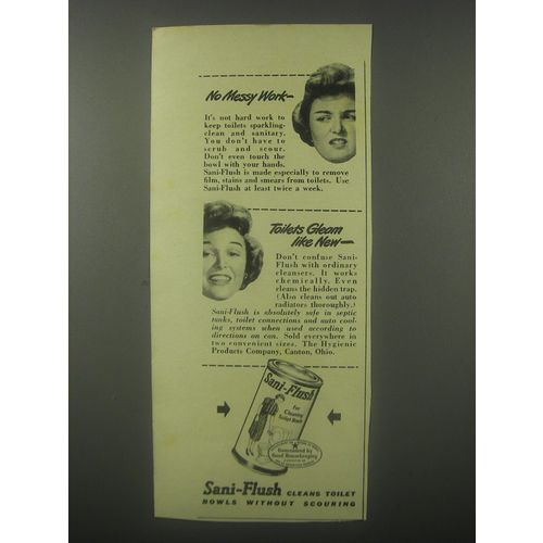 1942 Sani-flush Toilet Cleaner Ad - No messy work