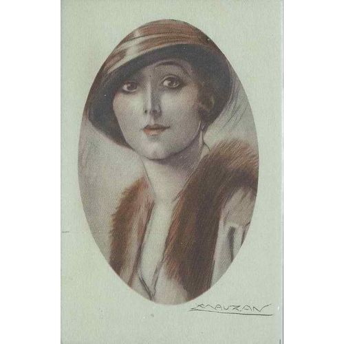 Glamour Lady ART Nouveau Mauzan Signed Artist c.1920 MINT condition Italy #279-3