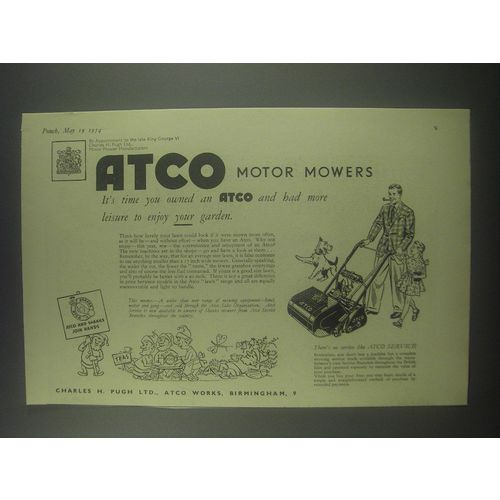 1954 Atco Motor Mowers Ad - It's time you owned an Atco and had more leisure