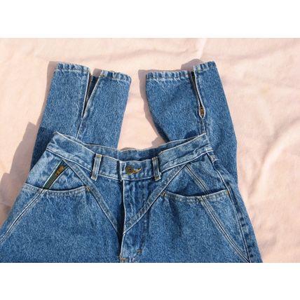 Womens Lee Blue Jeans 9 Medium Straight Leg 26 Waist Zippers Vintage