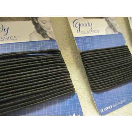 18 Thin Black Goody Classics Nona Ponytailer Hair Bands With Metal Elastics Aged