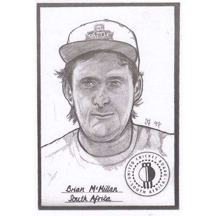 Brian McMillan South Africa Cricket Artist Drawing Limited Edn of 500 Postcard