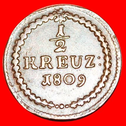 LION (1809-1812): GERMANY BADEN★ 1/2 KREUZER 1809 DISCOVERY★LOW START★NO RESERVE