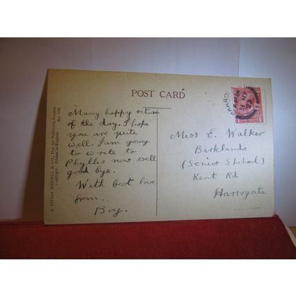 antique Birthday postcard 1923 pm by A. Vivian Mansell & Co, London 1192 (a) #