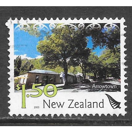 NEW ZEALAND NZ 2003 ARROWTOWN SCENE ROAD HOUSES TREES $1.50 USED SG?