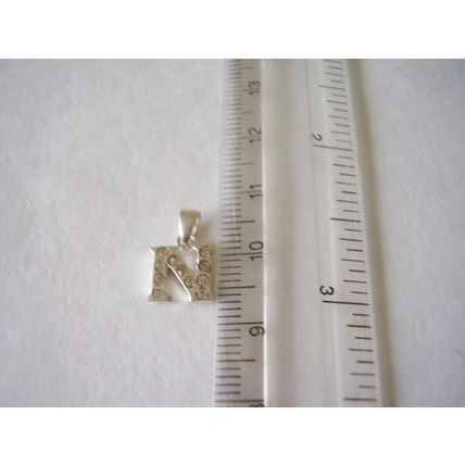 Vintage 925 Charm N Alphabet Capital Letter White Crystal Pendant Name Silver