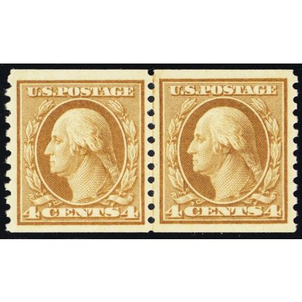 495, Mint VF/XF NH 4¢ Coil Line Pair - A BEAUTY! - Stuart Katz