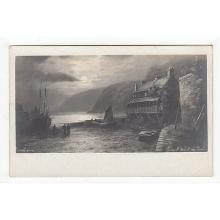 Crazed Kate Cottage Clovelly Elmer Keene Art Postcard Devon