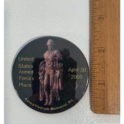 US Armed Forces Plaza Pinback Button Korea Vietnam Memorial April 20 2005 Pin