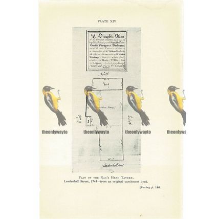 Nag's Head Tavern Plan, Leadenhall Street, 1745 London, Book Illustration, 1937
