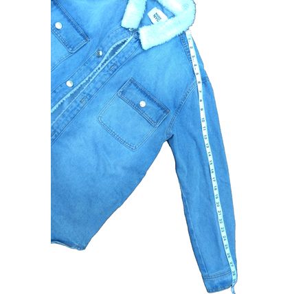 Mens Madden NYC Medium Denim Jeans Jacket Sherpa Collar Light Wash Fall Jacket
