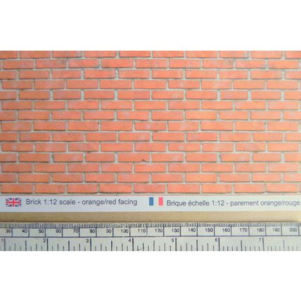 Papier brique – parement rouge orangé – échelle 1/12 – feuille A4 (297 x 210mm)