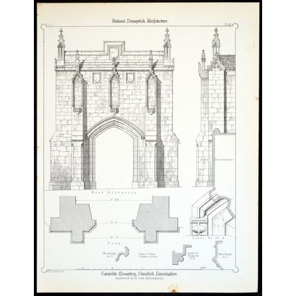 CARMELITE MONASTERY, STAMFORD, LINCOLNSHIRE 1890 Francis Dollman LITHOGRAPH #43