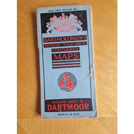Vintage 1930'S Bartholomew's Map of Dartmoor