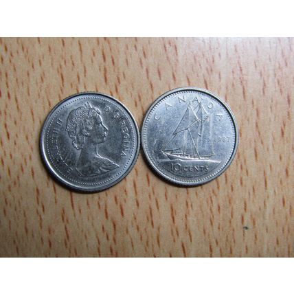 1987 Queen Elizabeth ll 10 Cents Canada Coin