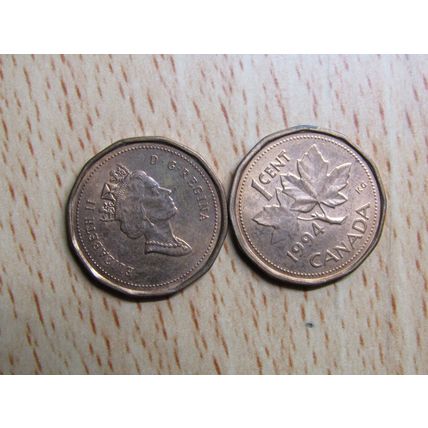 1994 Queen Elizabeth 1 Cent Canada Coin