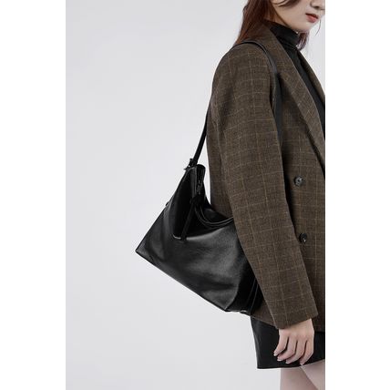 Genuine Leather Women Tote Bag Handbags Black