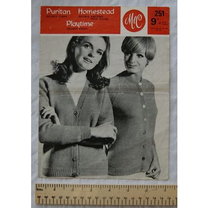 Vintage: M&C 251 cardigans with high & V neck, DK, 32-42 inches
