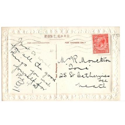 Postcard - Circa 1920s? Girl with bunch of Roses All Happiness On Your Birthday