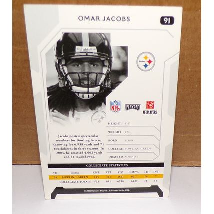 DONRUSS PLAYOFF 2006 OMAR JACOBS ROOKIE CARD #91